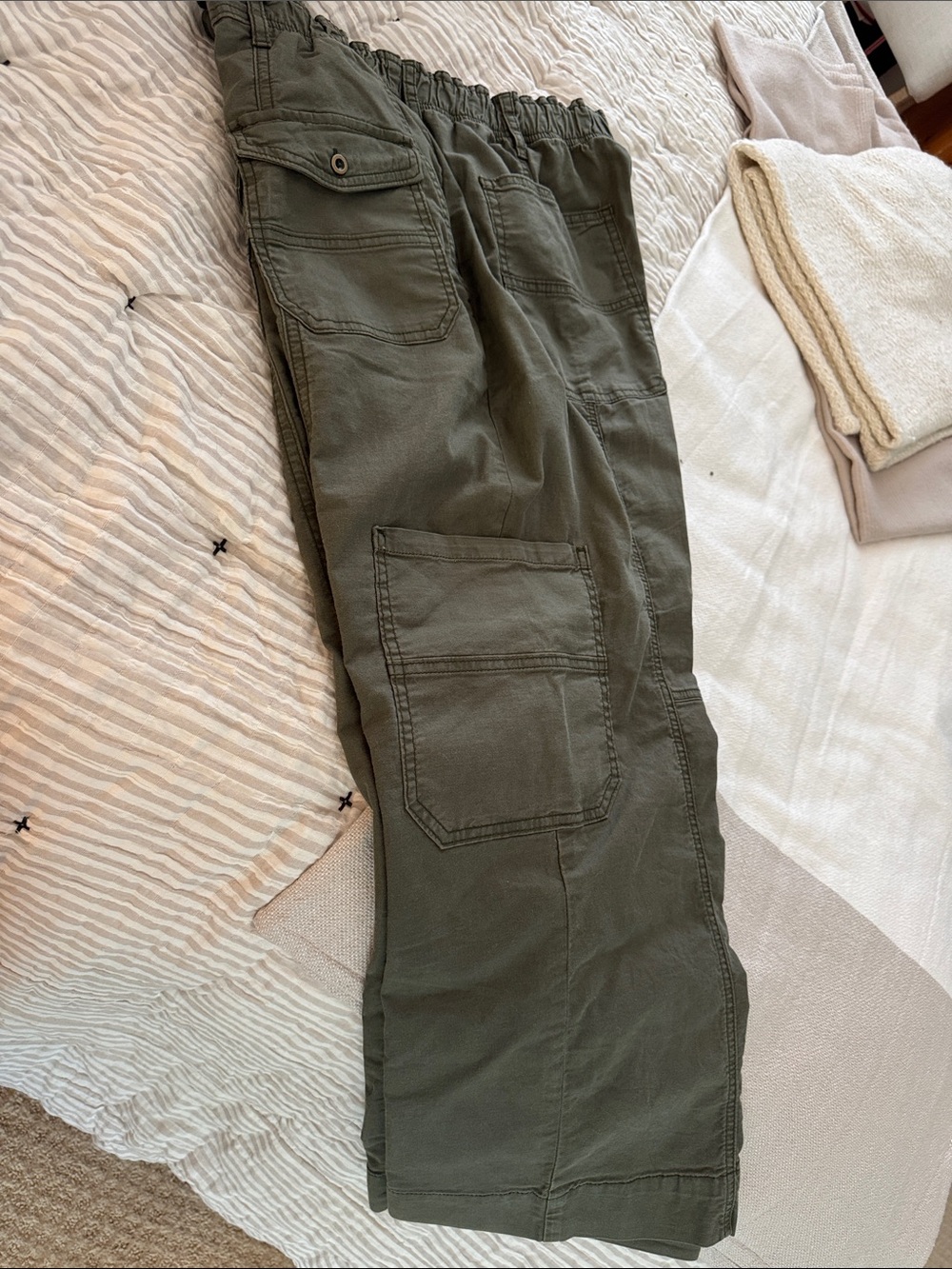 Pilcro Olive Green Utility Cargo Pants with Elastic Waist - Picture 3 of 3